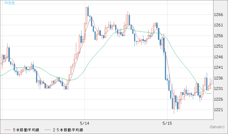 米ドル/ビットコインチャート（USD/XBT）30分足