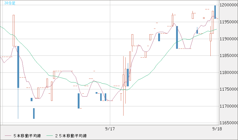ビットコイン/円チャート（XBT/JPY）30分足