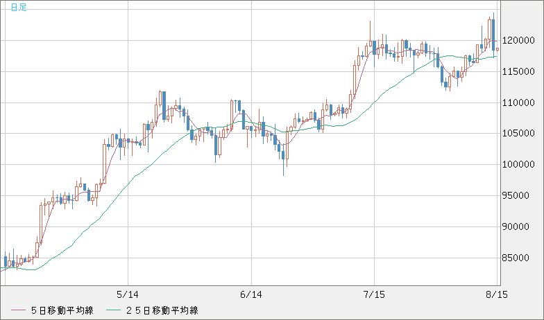 ビットコイン/米ドルチャート（XBT/USD）日足