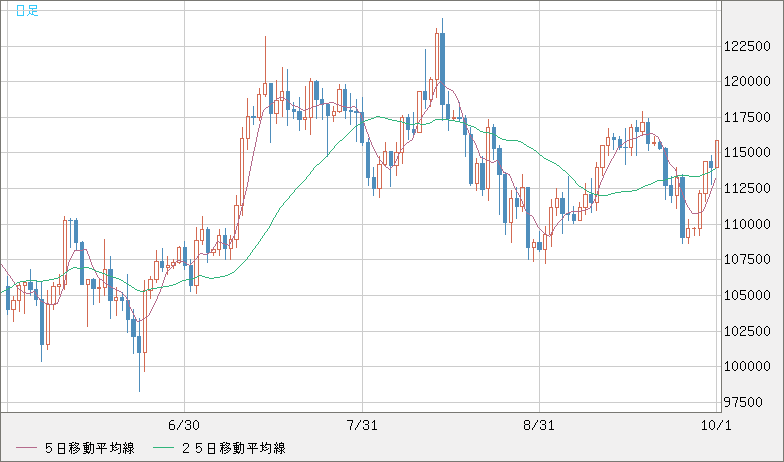 ビットコイン/米ドルチャート（XBT/USD）日足