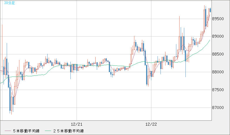 ビットコイン/米ドルチャート（XBT/USD）30分足