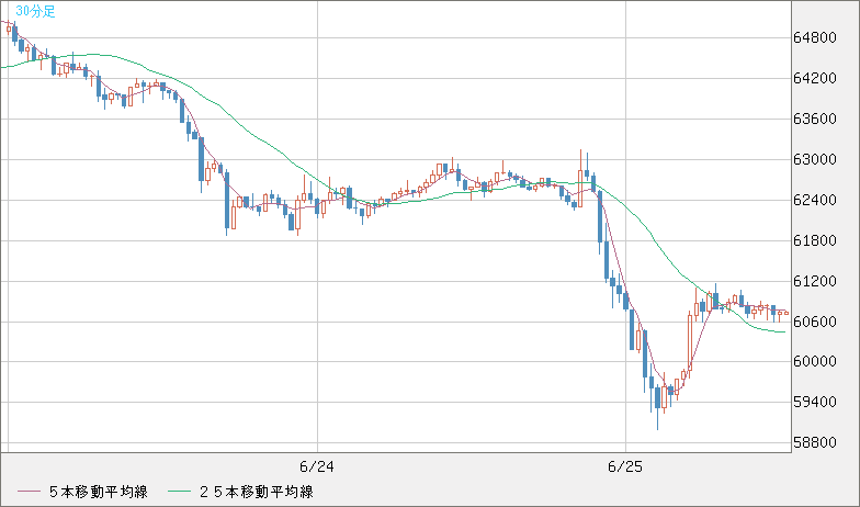 ビットコイン/米ドルチャート（XBT/USD）30分足