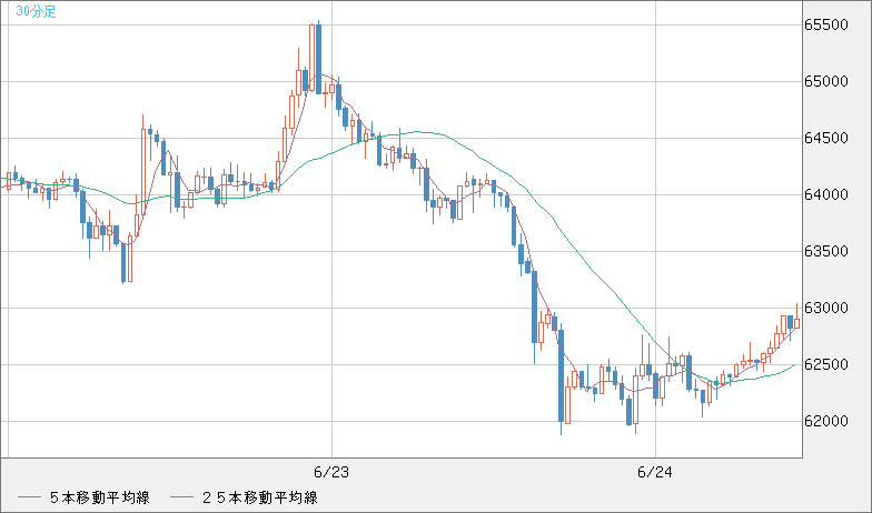 ビットコイン/米ドルチャート（XBT/USD）30分足