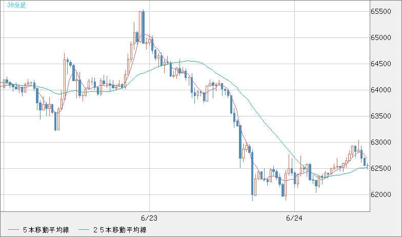 ビットコイン/米ドルチャート（XBT/USD）30分足