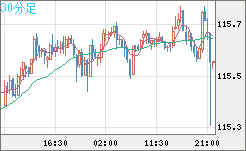 加ドル/円チャート（CAD/JPY）30分足