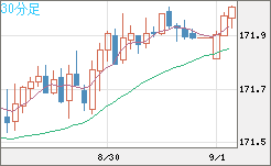 ユーロ/円チャート（EUR/JPY）30分足