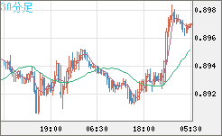 米ドル/ユーロチャート（USD/EUR、逆転通貨ペア）30分足