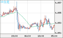 米ドル/ユーロチャート（USD/EUR、逆転通貨ペア）30分足