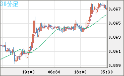 米ドル/ユーロチャート(USD/EUR、逆転通貨ペア)30分足