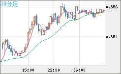米ドル/ユーロチャート（USD/EUR、逆転通貨ペア）30分足