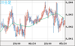 米ドル/ユーロチャート（USD/EUR、逆転通貨ペア）30分足