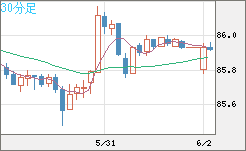 ＮＺドル/円チャート（NZD/JPY）30分足