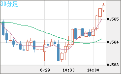 ＮＺドル/米ドルチャート（NZD/USD）30分足
