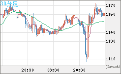 米ドル/ビットコインチャート（USD/XBT）30分足