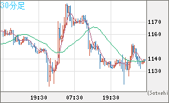 米ドル/ビットコインチャート（USD/XBT）30分足