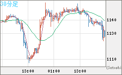 米ドル/ビットコインチャート（USD/XBT）30分足