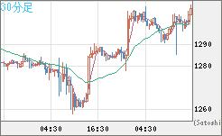 米ドル/ビットコインチャート（USD/XBT）30分足