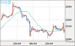 米ドル/ビットコインチャート（USD/XBT）30分足