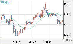 米ドル/ビットコインチャート（USD/XBT）30分足