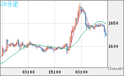 米ドル/ビットコインチャート（USD/XBT）30分足