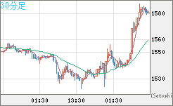 米ドル/ビットコインチャート（USD/XBT）30分足