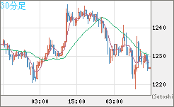 米ドル/ビットコインチャート（USD/XBT）30分足