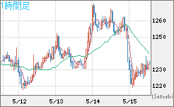 米ドル/ビットコインチャート（USD/XBT）1時間足
