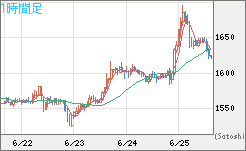 米ドル/ビットコインチャート（USD/XBT）1時間足