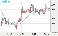米ドル/ビットコインチャート（USD/XBT）1時間足