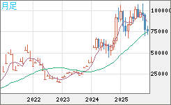 ビットコイン/ユーロチャート（XBT/EUR）月足