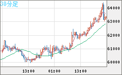 ビットコイン/ユーロチャート（XBT/EUR）30分足