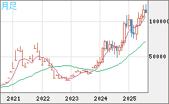 ビットコイン/米ドルチャート（XBT/USD）月足