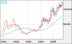 ビットコイン/米ドルチャート（XBT/USD）月足
