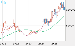ビットコイン/米ドルチャート（XBT/USD）月足