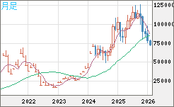 ビットコイン/米ドルチャート（XBT/USD）月足