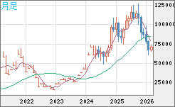 ビットコイン/米ドルチャート(XBT/USD)月足