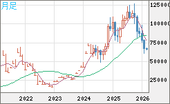 ビットコイン/米ドルチャート(XBT/USD)月足