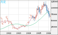 ビットコイン/米ドルチャート（XBT/USD）月足