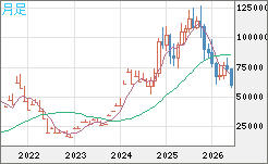 ビットコイン/米ドルチャート（XBT/USD）月足