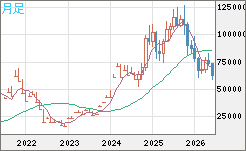 ビットコイン/米ドルチャート（XBT/USD）月足