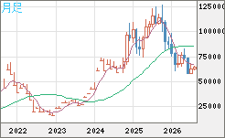 ビットコイン/米ドルチャート（XBT/USD）月足