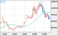 ビットコイン/米ドルチャート（XBT/USD）月足