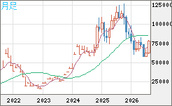 ビットコイン/米ドルチャート（XBT/USD）月足