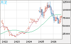 ビットコイン/米ドルチャート（XBT/USD）月足