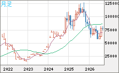 ビットコイン/米ドルチャート（XBT/USD）月足