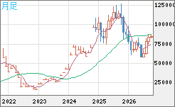 ビットコイン/米ドルチャート(XBT/USD)月足