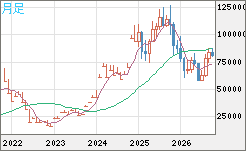 ビットコイン/米ドルチャート（XBT/USD）月足