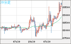 ビットコイン/米ドルチャート（XBT/USD）30分足