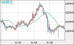 ビットコイン/米ドルチャート（XBT/USD）1時間足