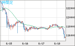 ビットコイン/米ドルチャート（XBT/USD）1時間足